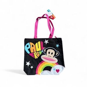 Deadstock Paul Frank black canvas tote bag with pink straps